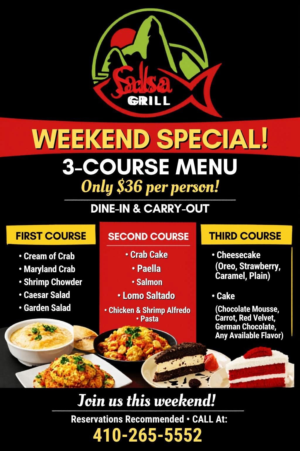 Weekend special 3-course menu